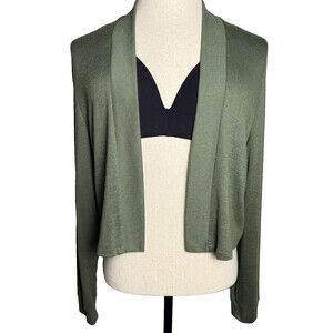 Banana Republic Luxespun Long Sleeve Open Front Cardigan, Olive Green Sz L Wms.